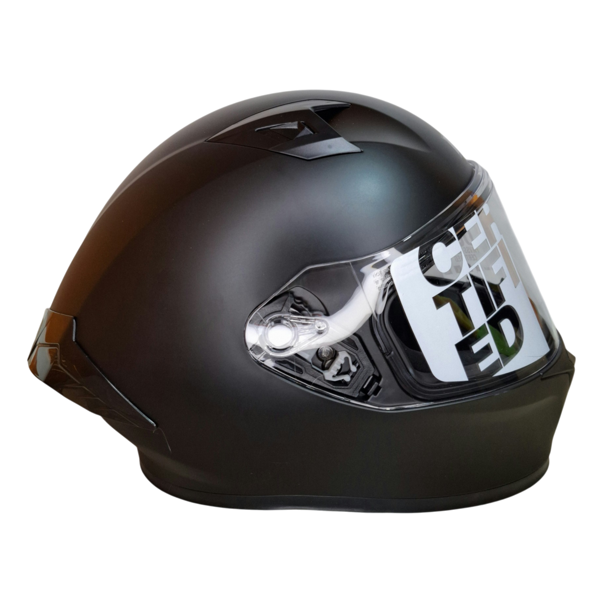 Casco integral ICH 503 Solid en color negro mate con diseño aerodinámico y visor transparente.