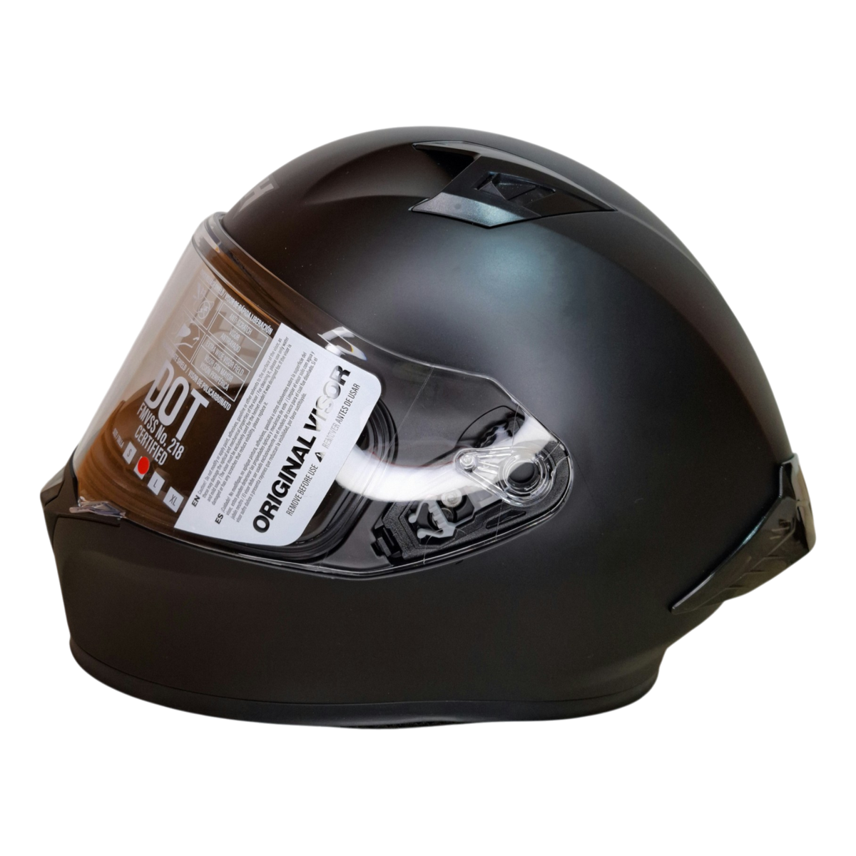 Casco integral ICH 503 Solid en color negro mate con diseño aerodinámico y visor transparente.